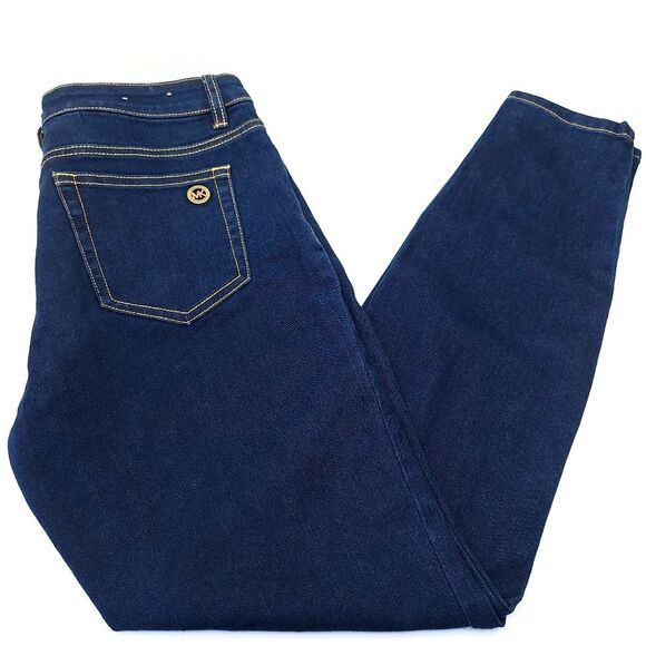 Michael Kors Izzy Skinny Fitted Denim Jeans Mid-Rise Dark Wash Sz 8 - Picture 2 of 13